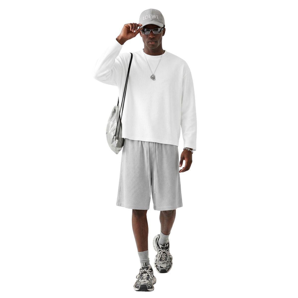 260G Waffle Knit Boxy Long Sleeve Tee