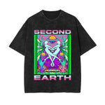 Second Earth Washed Graphic Tee-INNBLAC Fashion Apparel