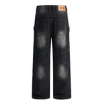 Artistic Patchwork Vintage Black Wide Leg Jeans