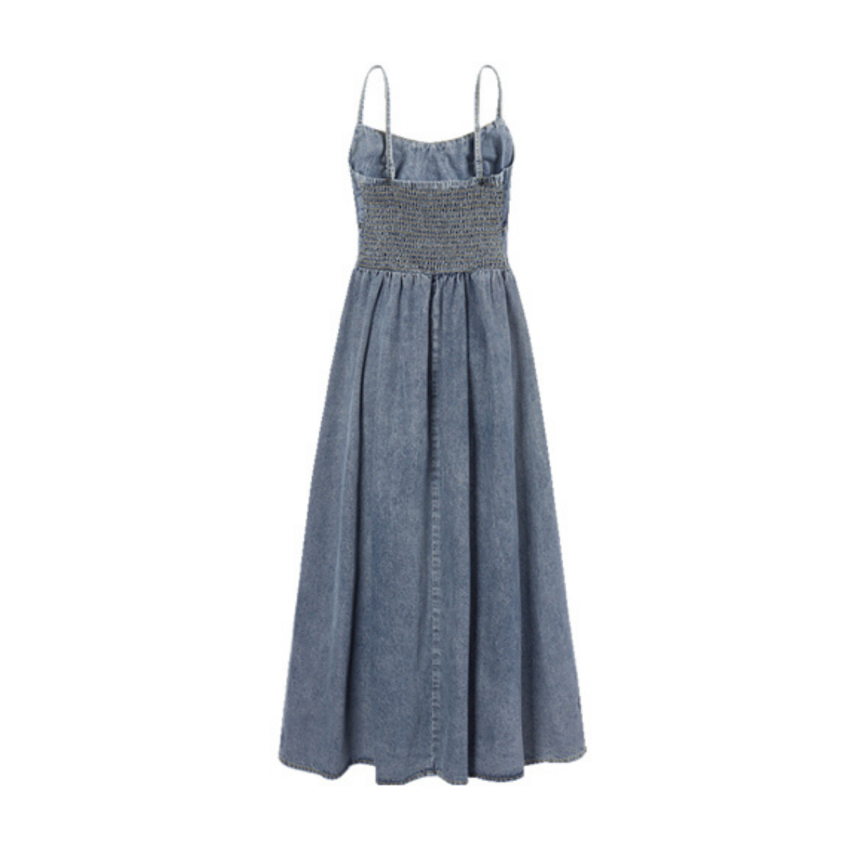 Spaghetti Strap Denim Studded Midi Dress