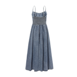 Spaghetti Strap Denim Studded Midi Dress