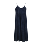 Dark Blue Denim Spaghetti Strap Midi Dress