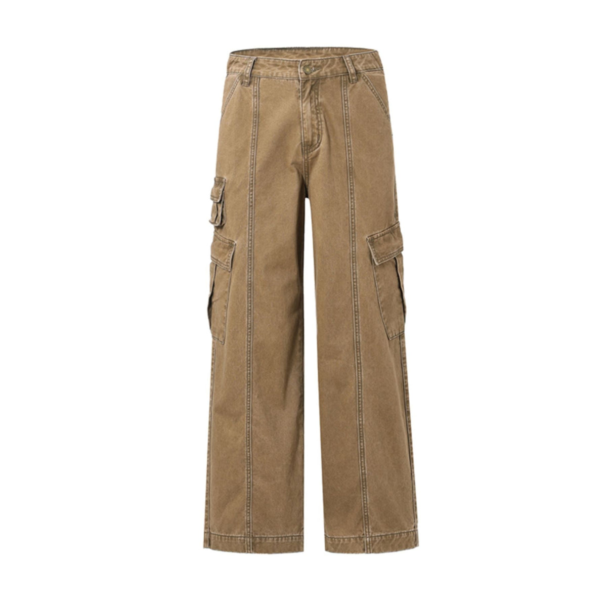 Front Seam Baggy Cargo Pants-INNBLAC Fashion Apparel