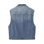 Spring Summer Sleeveless Loose Fit Denim Vest Top
