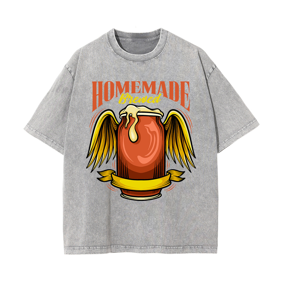 Homemade Brewed Stone Wash Graphic Tee-INNBLAC Fashion Apparel