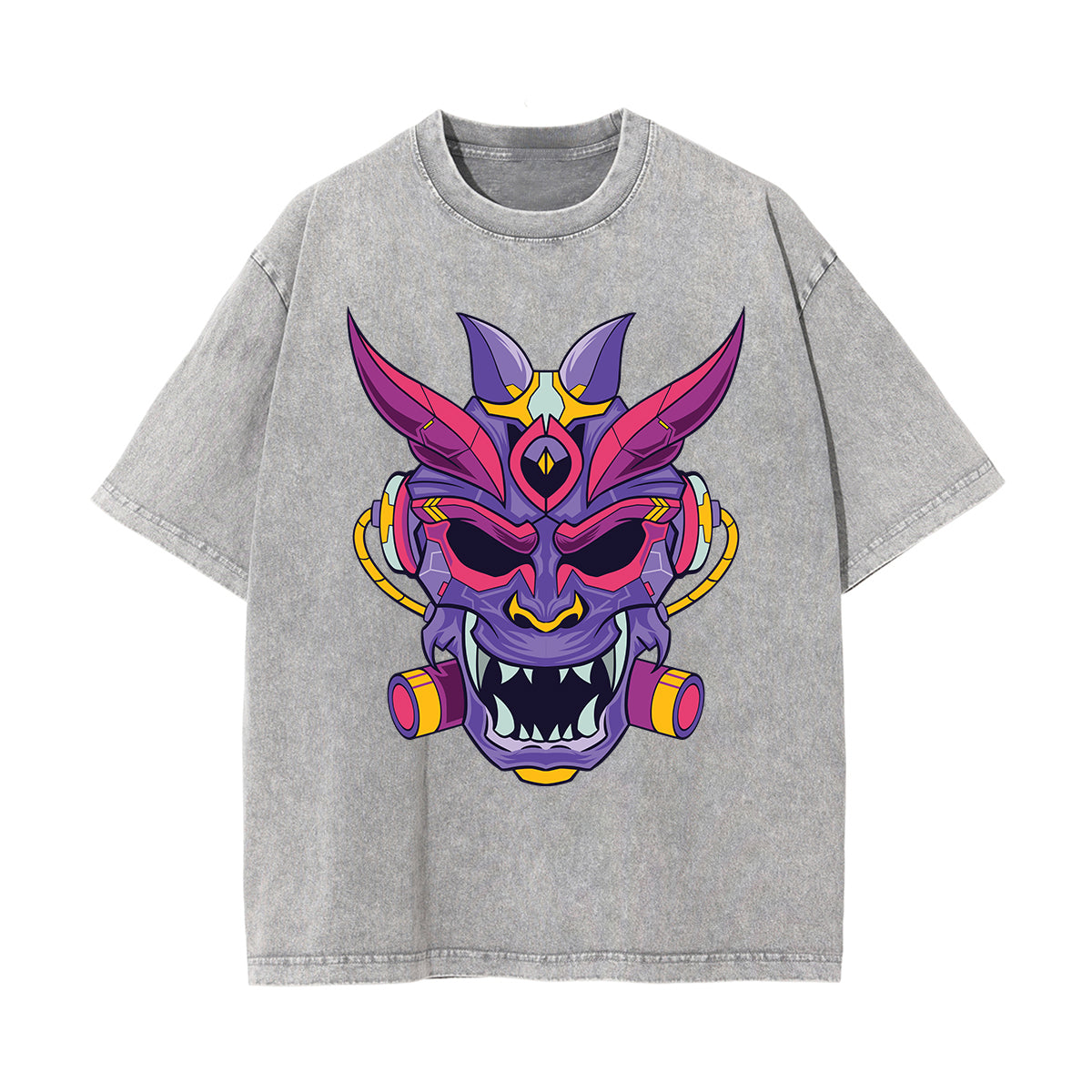 Oni Mask Mecha Graphic Tee-INNBLAC Fashion Apparel