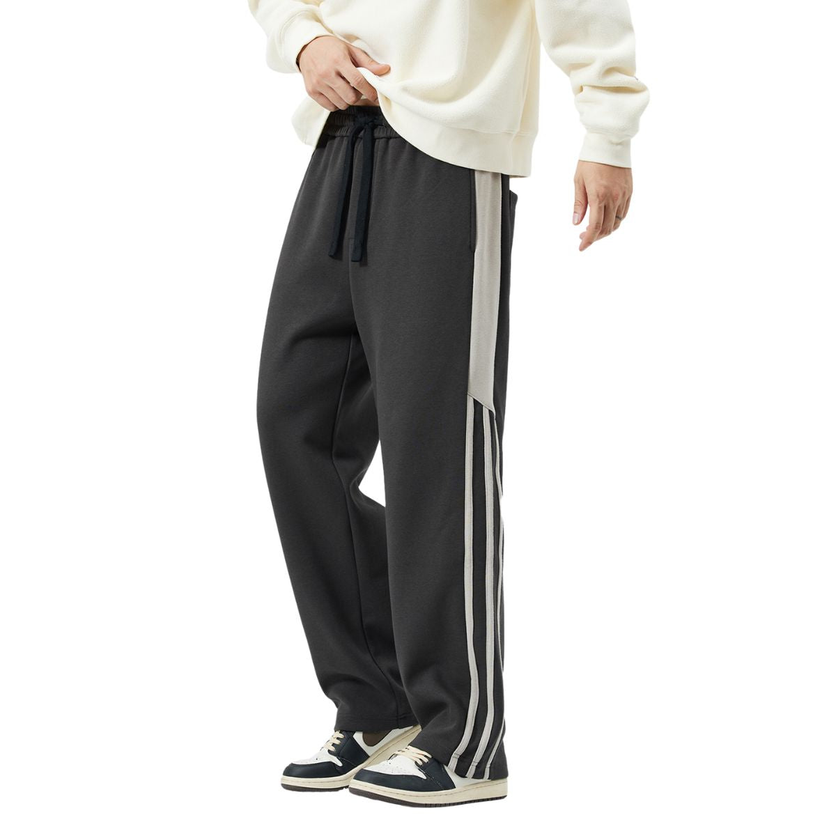 Dark Gray Baggy Track Pants-INNBLAC Fashion Apparel