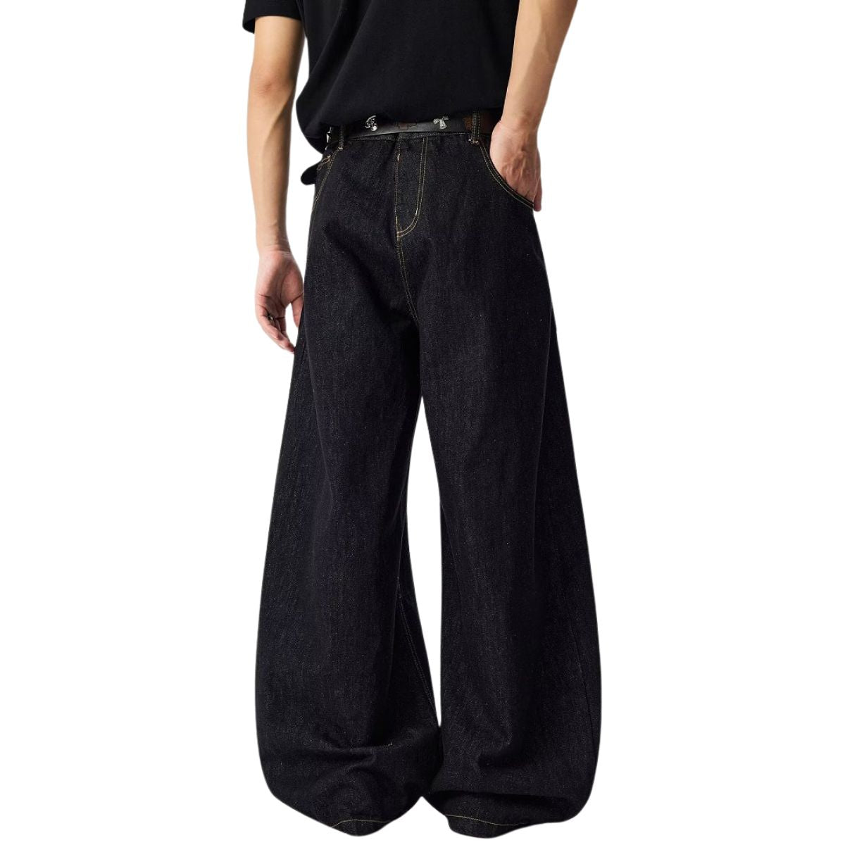 Oversized Embroidered Wide Leg Denim Jeans