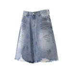 Distressed Washed Wide Leg Denim Shorts