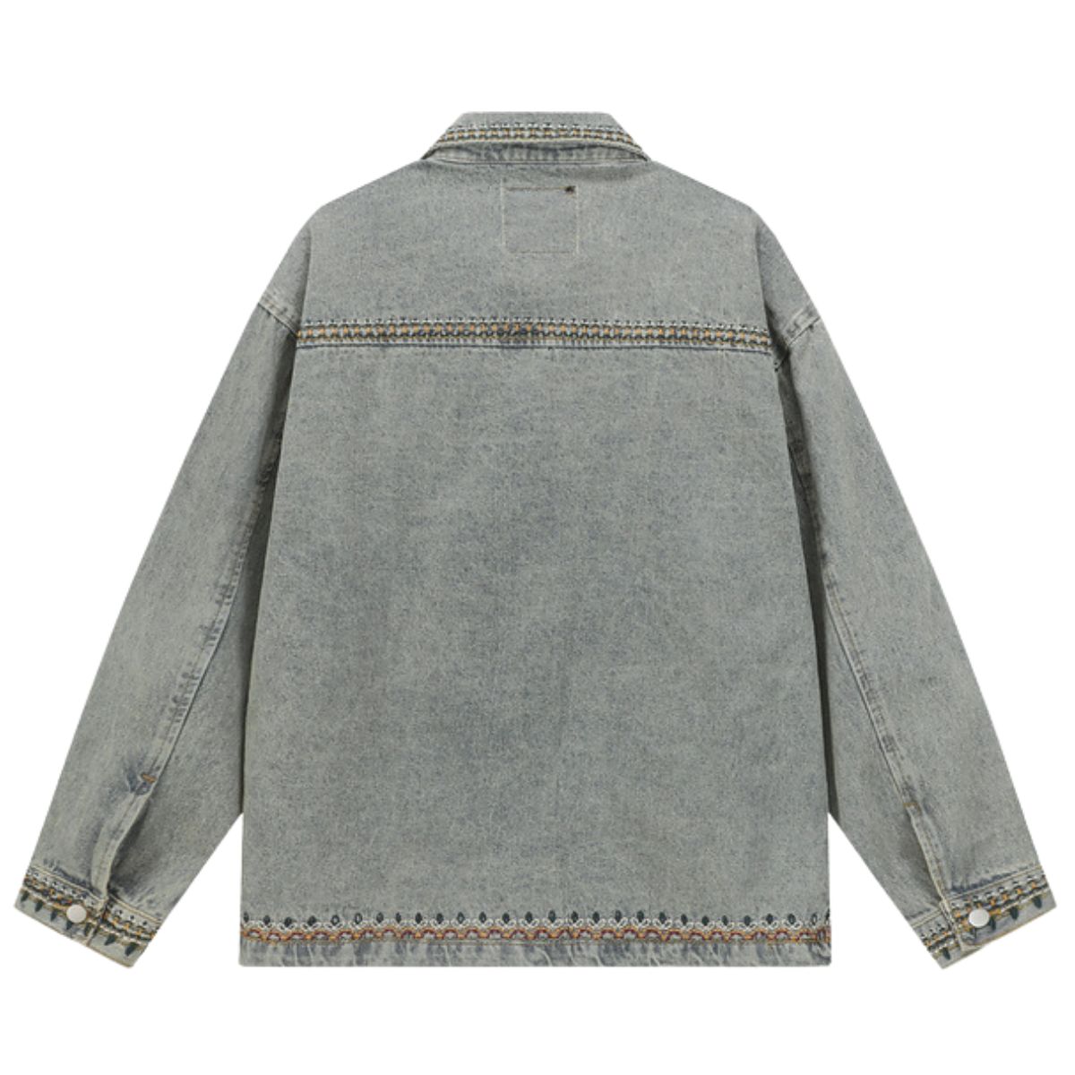 Retro Fashionable Temperament Lapel Embroidered Loose Denim Jacket