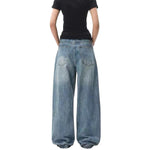 Retro Light Wash Oversized Straight Leg Denim Jeans