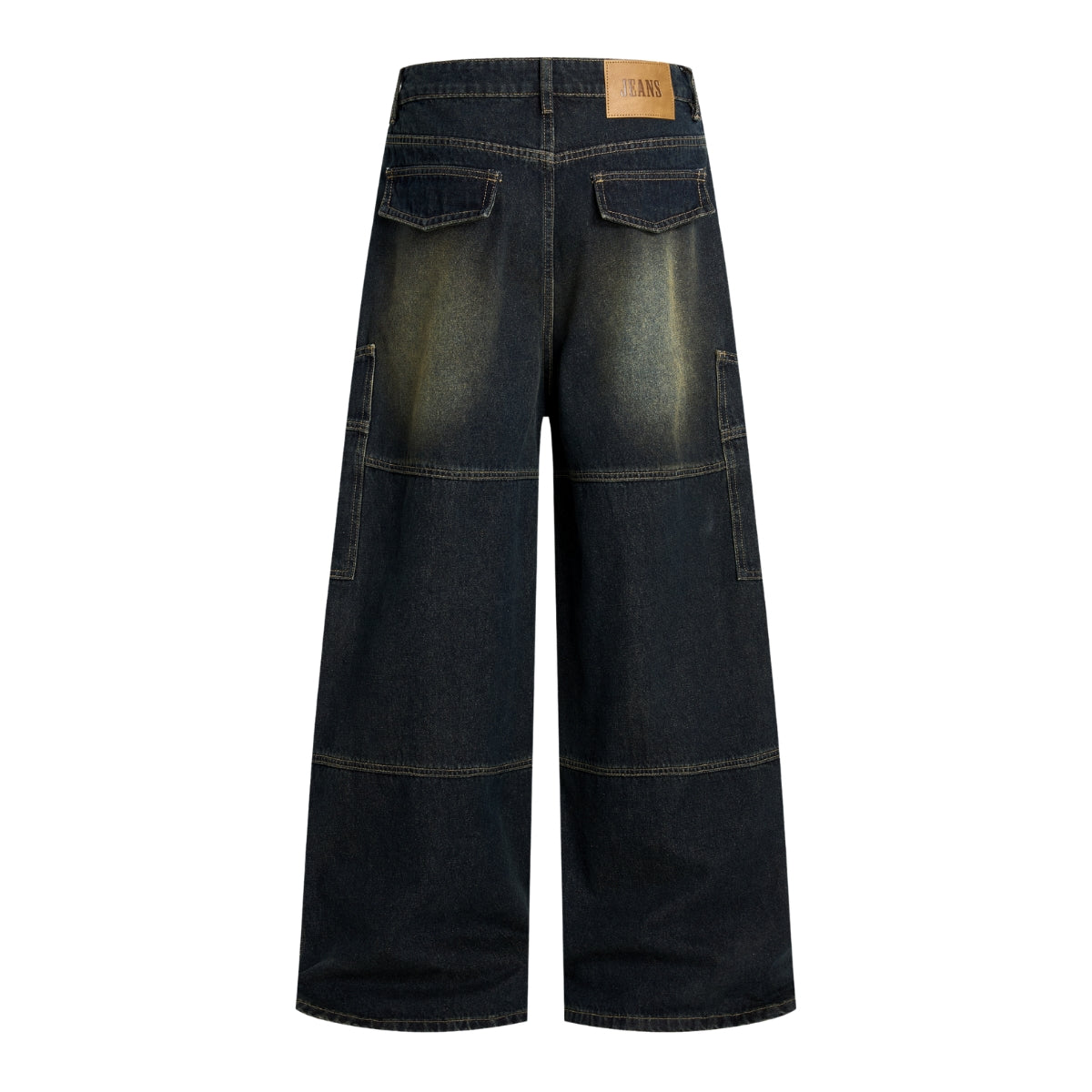 Washed Structured Heavy-Duty Straight-Leg Carpenter Jeans