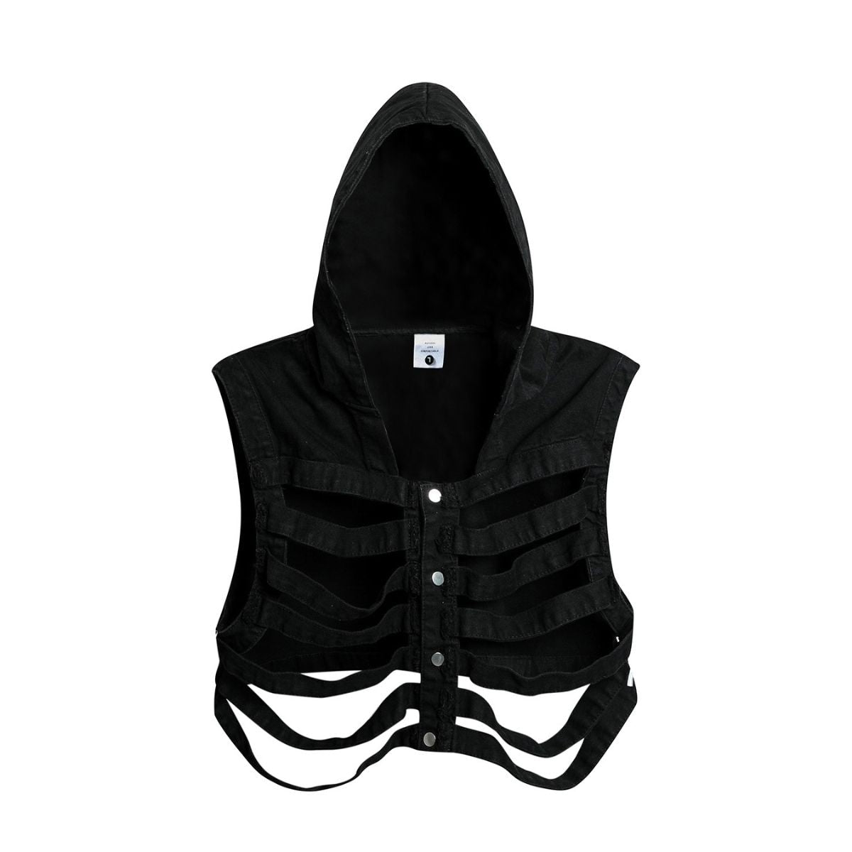Distressed Cut-Out Denim Hooded Vest