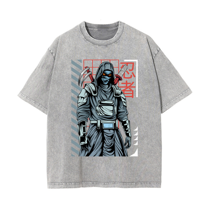 Urban Ninja Stone Wash Graphic Tee-INNBLAC Fashion Apparel