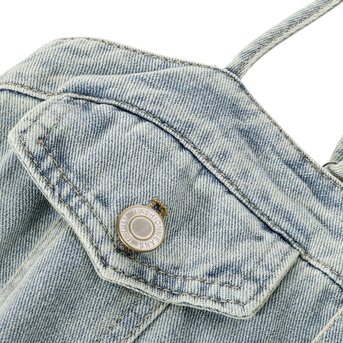 Vintage Washed Strappy Denim Mididress