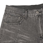 Smoky Gray Distressed Wide-Leg Jeans