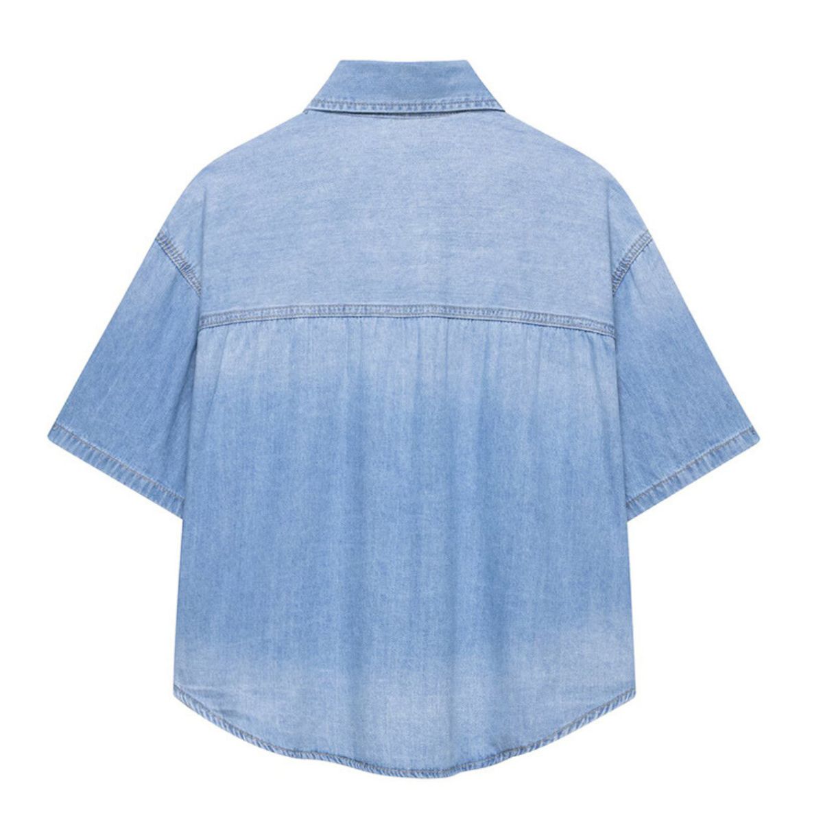Women's casual versatile single-breasted multi-button lapel denim shirt