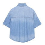 Women's casual versatile single-breasted multi-button lapel denim shirt