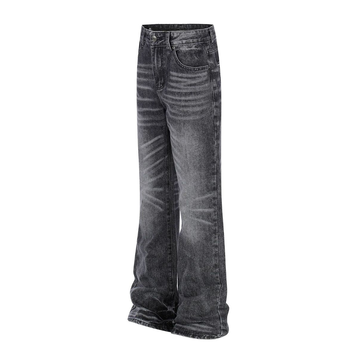 Vintage Washed Black Flared Denim Jeans