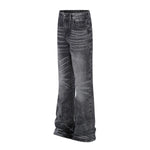 Vintage Washed Black Flared Denim Jeans
