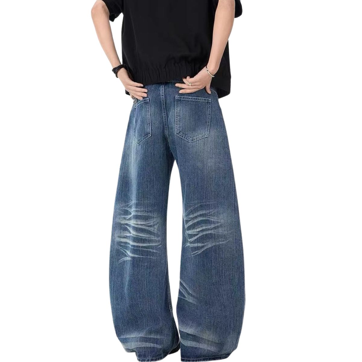 Vintage Slub Wash Barrel Leg Denim Jeans
