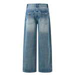Medium Blue 3D-Whisker Baggy Jeans