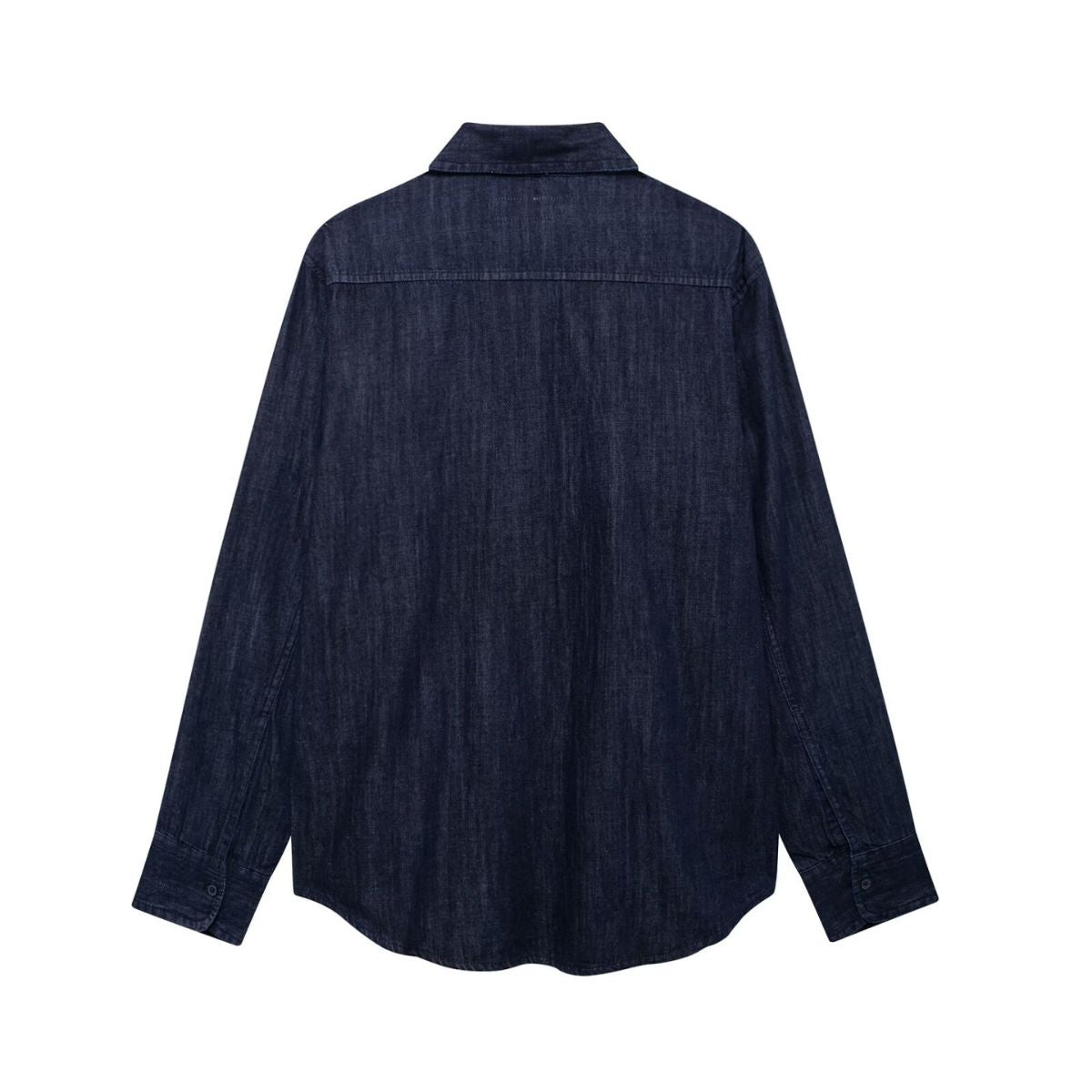 Indigo Button-Front Relaxed Denim Shacket