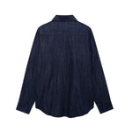Indigo Button-Front Relaxed Denim Shacket