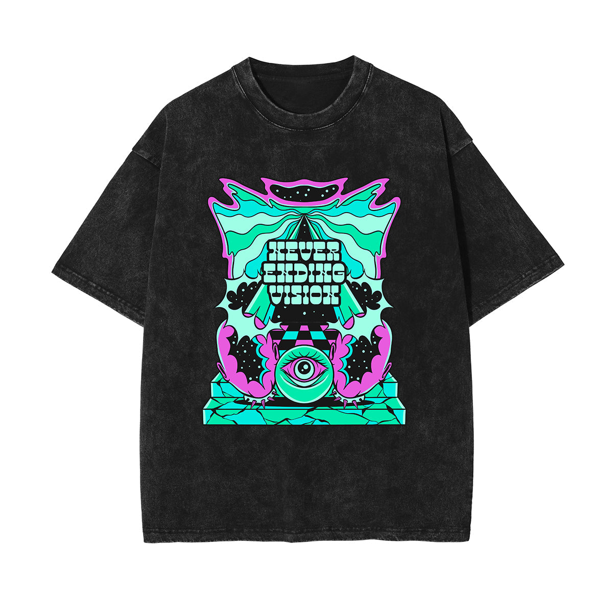 Never Ending Vision Psychedelic h Graphic Tee-INNBLAC Fashion Apparel