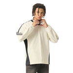 Contrast Stripes Two-Tone V-Neck Sweatshirt