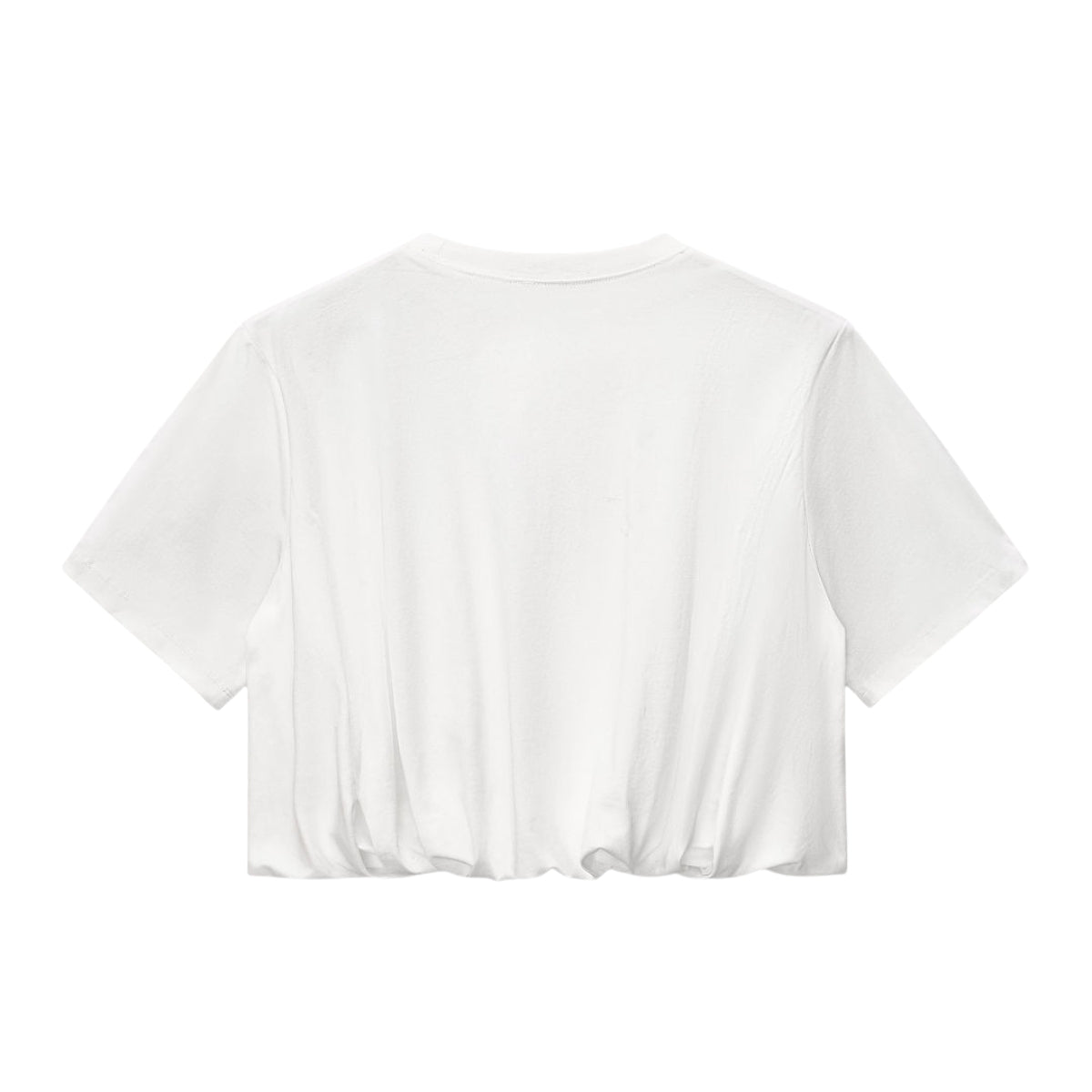 Double-Layer Bubble-Hem Cropped Streetwear Tee