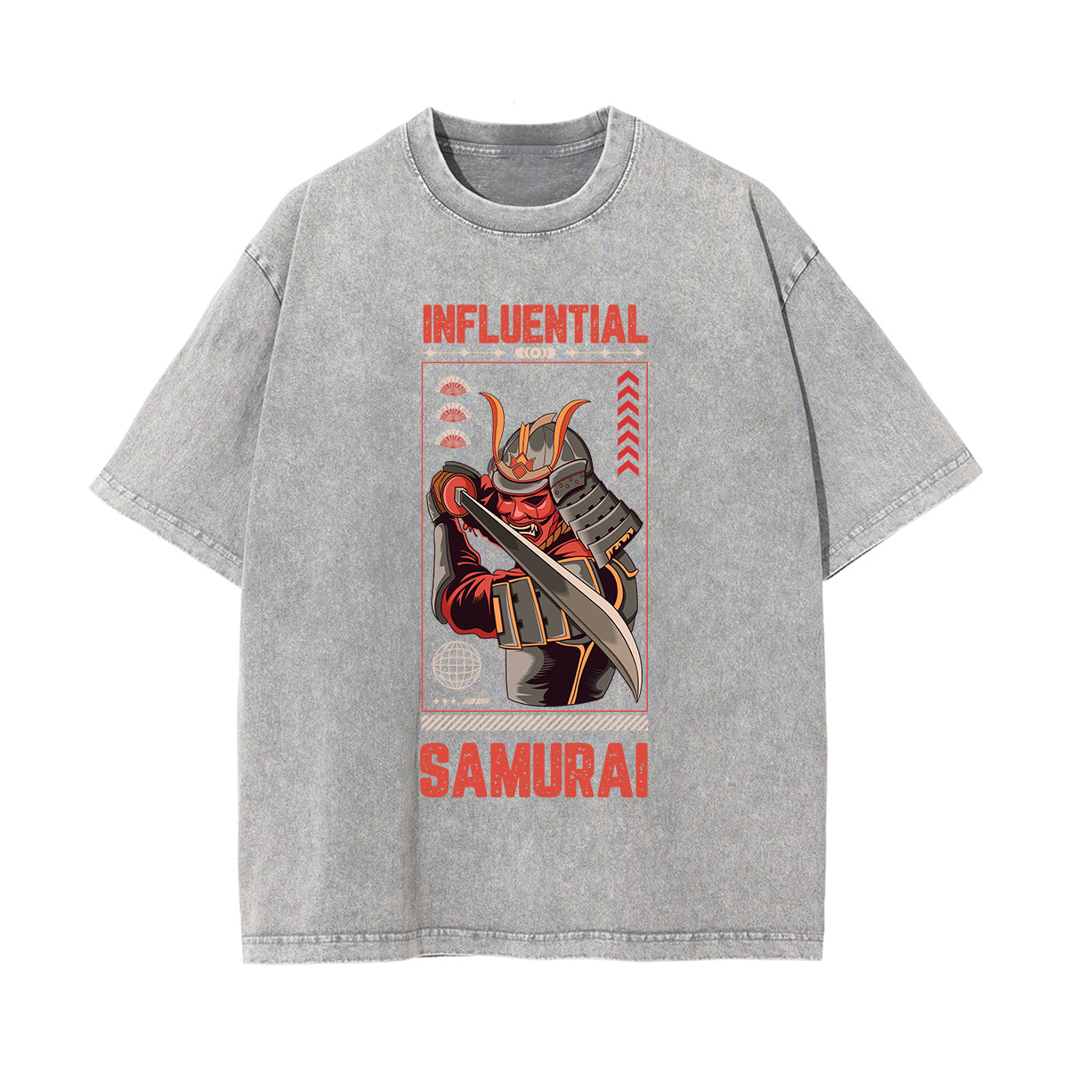 Influential Samurai Graphic Washed Tee-INNBLAC Fashion Apparel