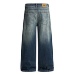 High Waist Pleated Wide Leg Vintage Wash Jeans