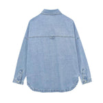 Fashion Lapel Long-sleeved Denim Shirt Jacket