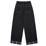 Plaid Cuff Baggy Jeans