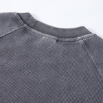 Boxy Waffle Washed Distressed Raglan Tee