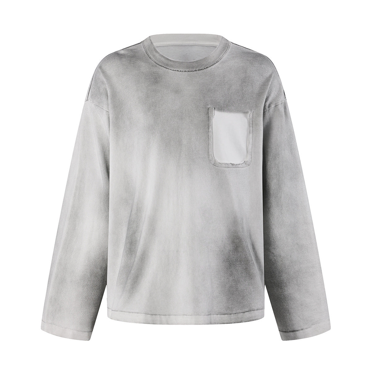 Faded Color Block Pocket Long Sleeve