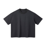 Oversized Color-Block Ribbed Collar Comfortable Tee