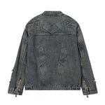 Bold Stitching Distressed Denim Jacket