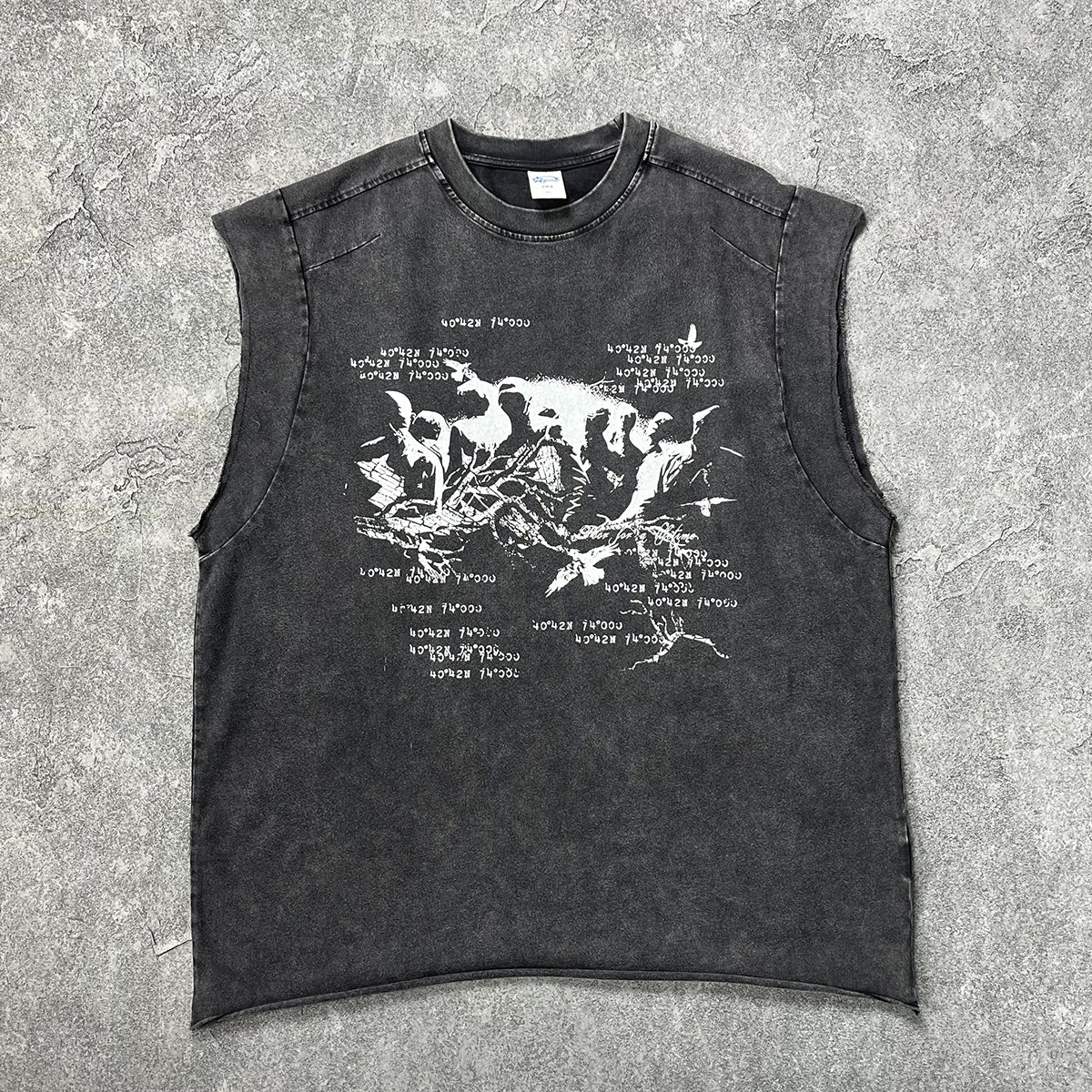 Streetwear Vintage Raw-Edge Graphic Tank Top