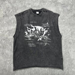 Streetwear Vintage Raw-Edge Graphic Tank Top