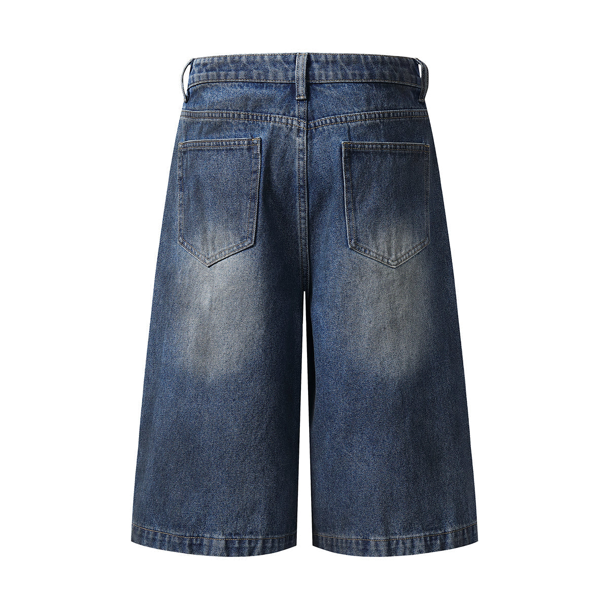 Ripped Patchwork Camo Denim Bermuda Shorts