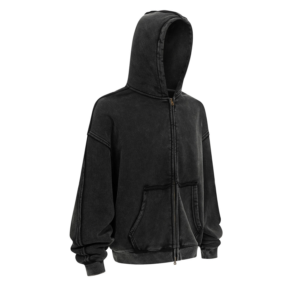 Oversized Vintage Washed Zip Up French Terry Hoodie