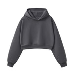 Women's Solid Color Relaxed Cropped Hoodie