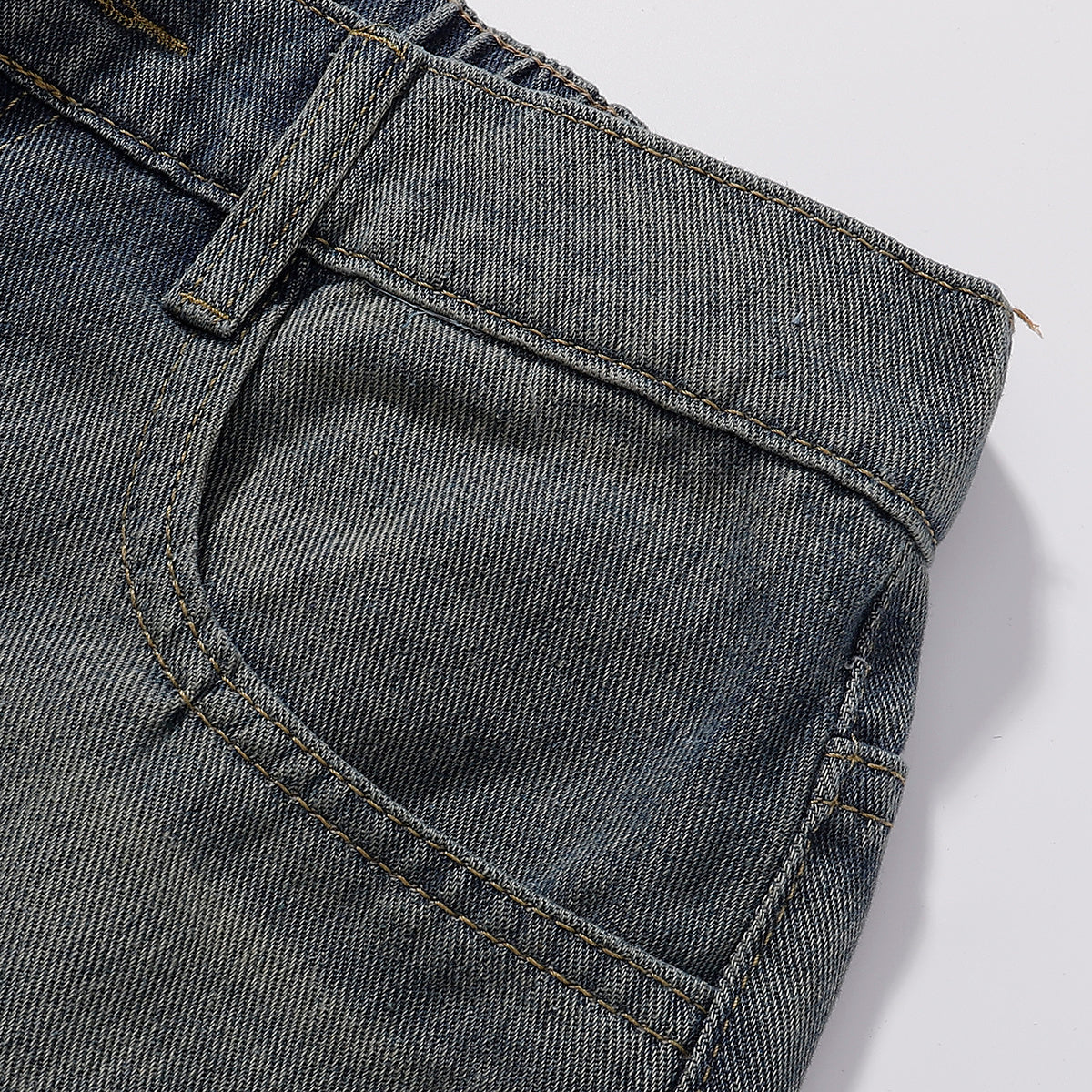 High Waist Wide Leg Ombre Denim Shorts