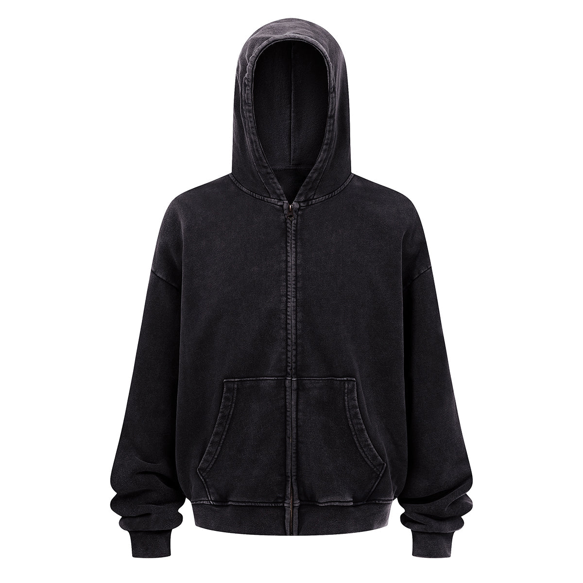 Double Yarn Vintage Washed Zippered Comfort Hoodie