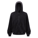Double Yarn Vintage Washed Zippered Comfort Hoodie