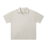 Retro Boxy Wool Blend Seagull Collar Polo Shirt