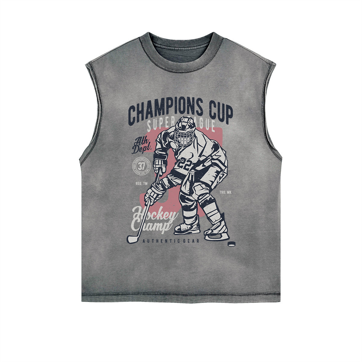 Champions Cup Hockey Graphic Sleeveless Faded Tee-INNBLAC Fashion Apparel