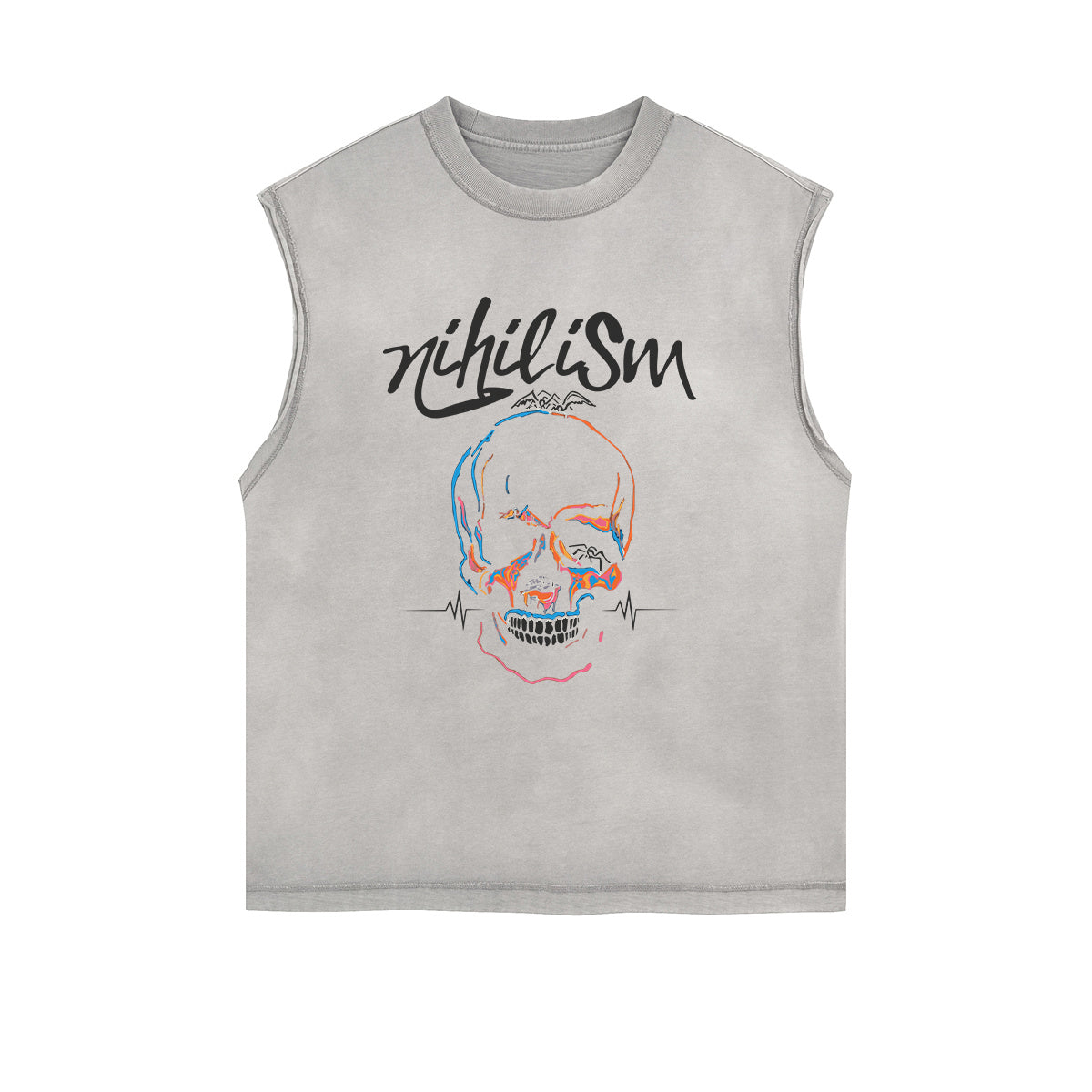 Neon Skull Sleeveless Graphic Tee-INNBLAC Fashion Apparel